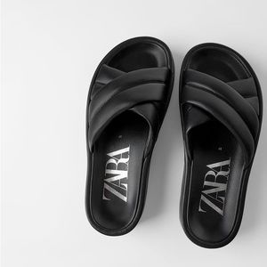 Zara Padded Platform Leather Sandals/Slides